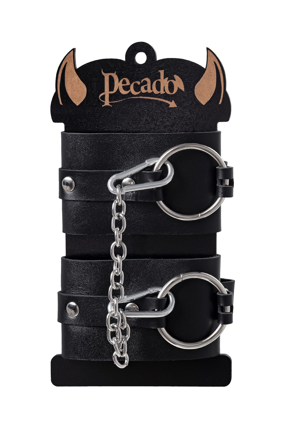 Черные оковы из толстой кожи с люверсами (Цвет: черный)