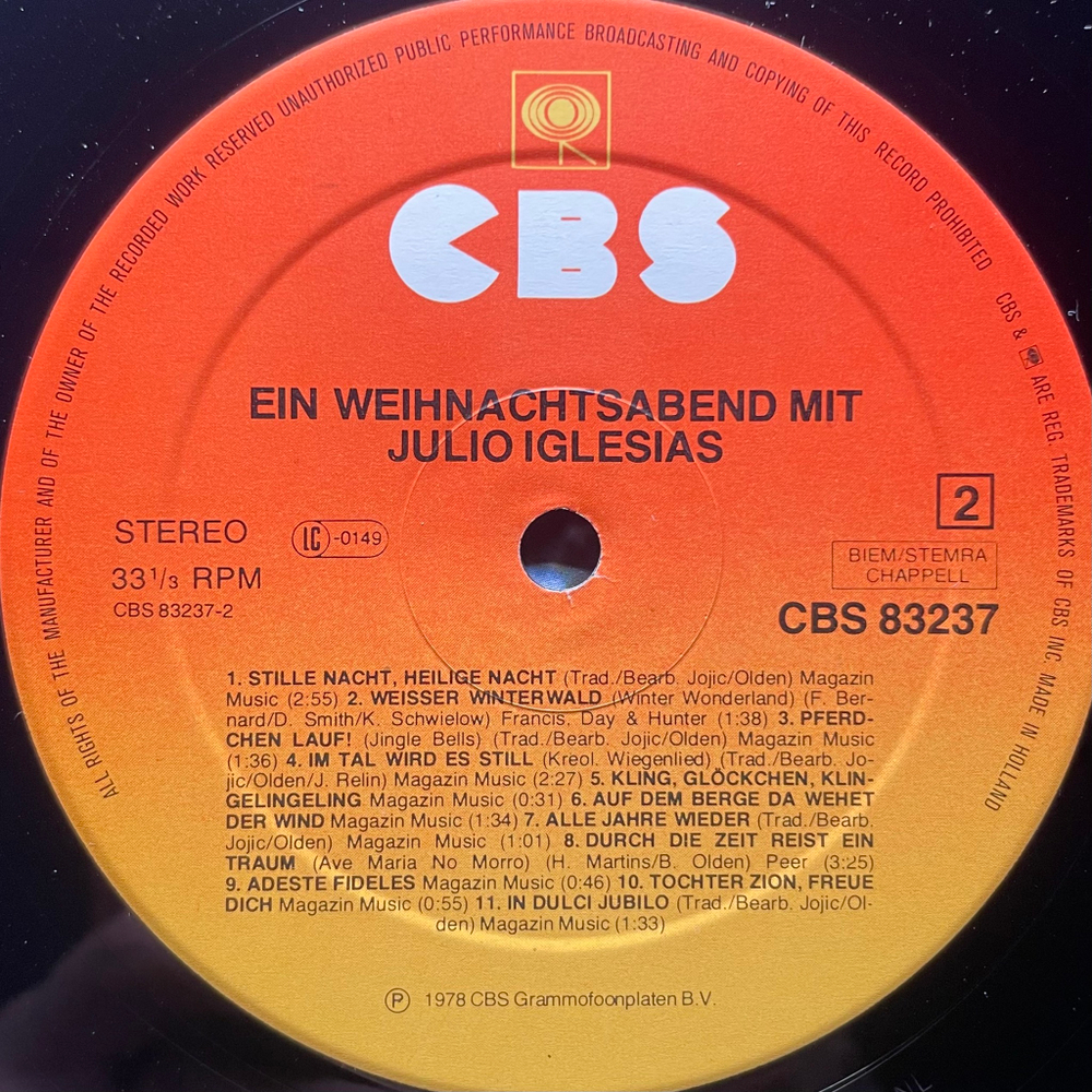 Julio Iglesias ‎– Ein Weihnachtsabend Mit Julio Iglesias (Голландия 1978г.)