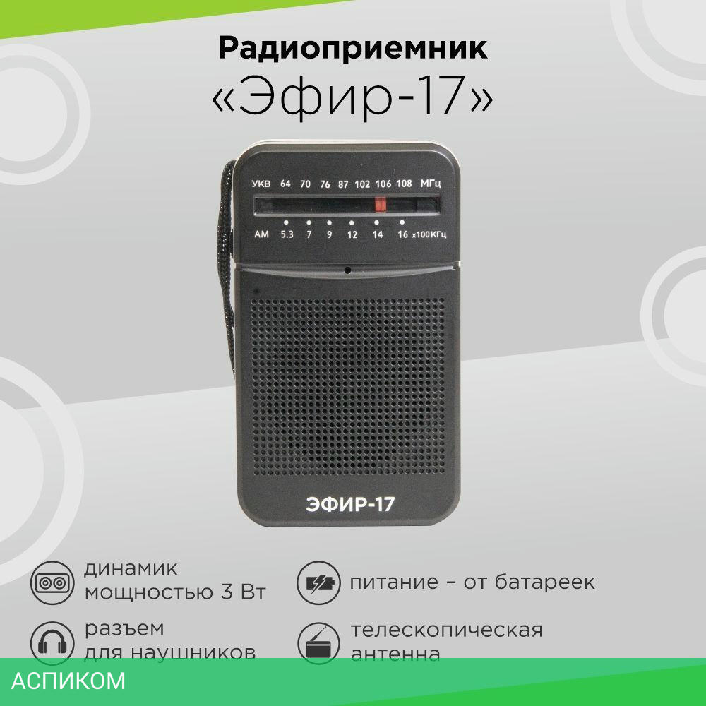 Радиоприемник Сигнал Эфир-17 черный (10112)