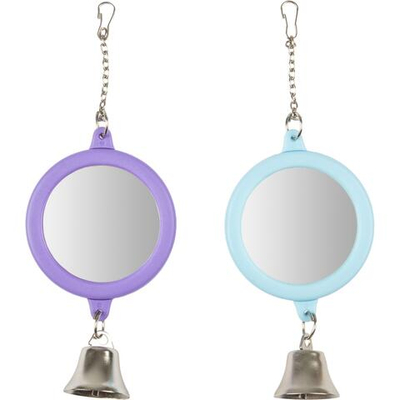 Игрушка для птиц "Зеркало в рамке" круглое с колокольчиком, Flamingo