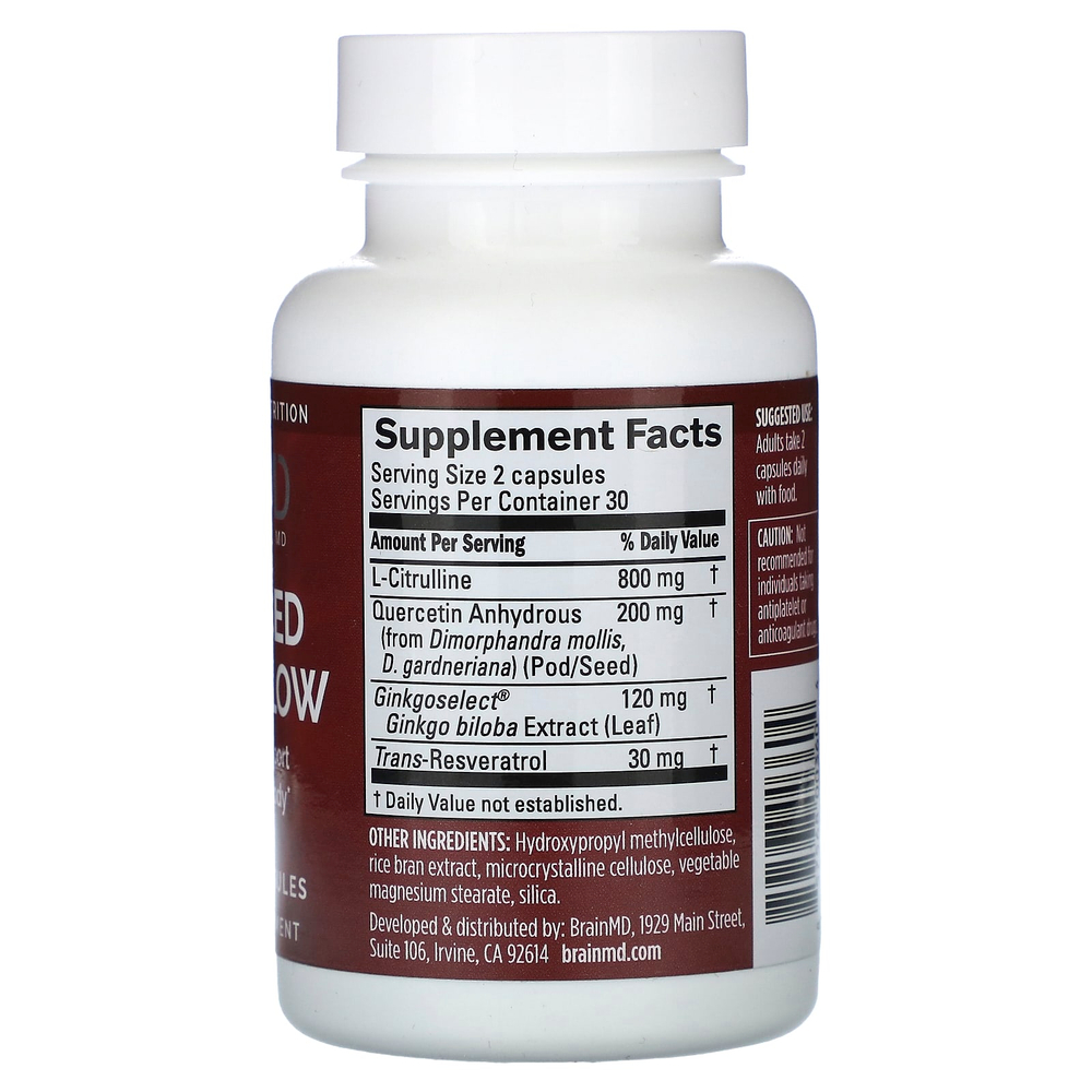 BrainMD, Advanced Blood Flow, улучшенный кровоток, 60 веганских капсул
