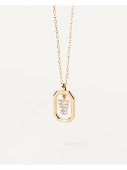 Колье Мини-Буква V серебро 925 пробы покрытое золотом