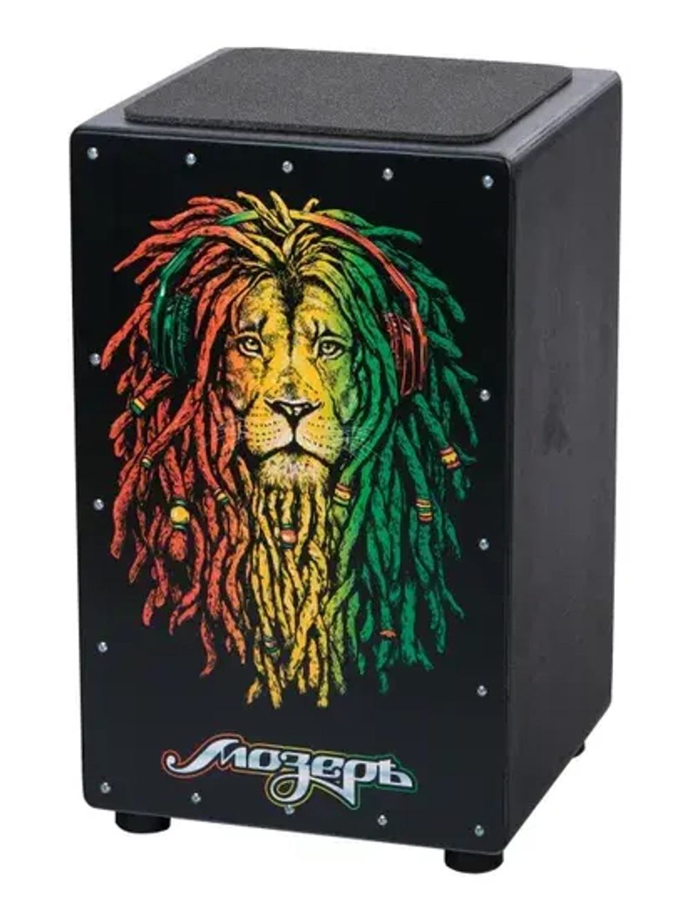 Мозеръ CJP-3-L01 Кахон береза, струны. Размеры: 480 х 300 х 300мм. Цвет корпуса: черный. Тапа с принтом афро-лев.
