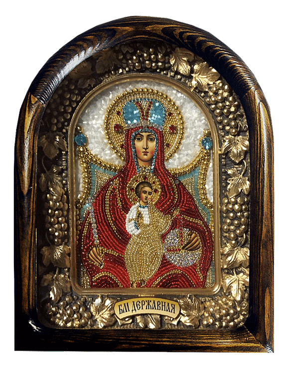 Дивеевская икона Пресвятая Богородица Державная, печать, бисер