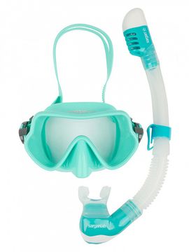 Набор маска+трубка в сумке Sargan Баттерфляй-М прозрачный/бирюзовый