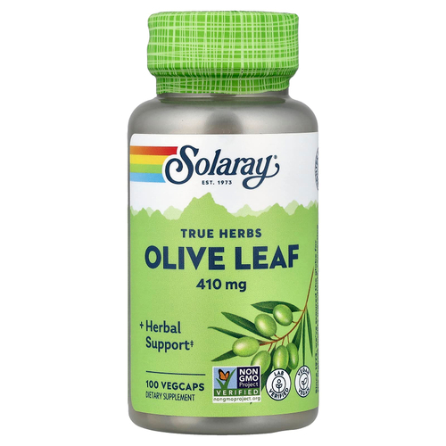 Solaray, True Herbs, листья оливкового дерева, 410 мг, 100 вегетарианских капсул
