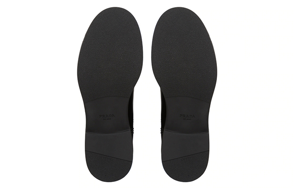 PRADA Brushed Calf Leather Chelsea Boot Black