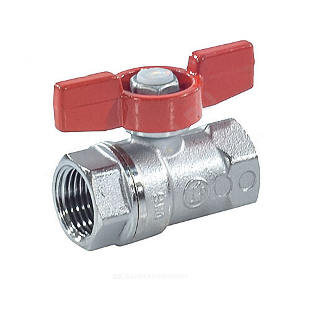 Кран шаровой латунь хром R251D Ду 20 Ру42 ВР бабочка красная Giacomini R251X004