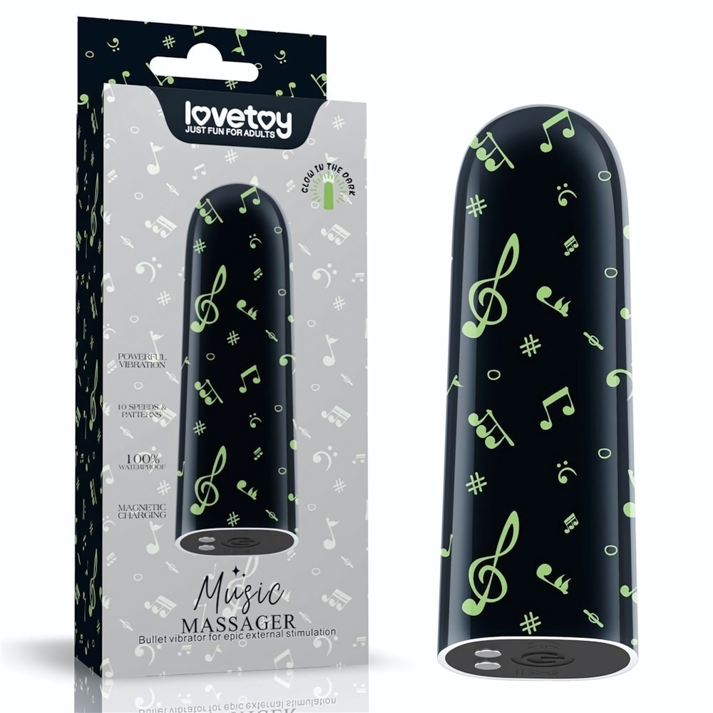 Мини-вибратор Rechargeable Glow-in-the-dark Music Massager - 8,5 см. (Цвет: черный)