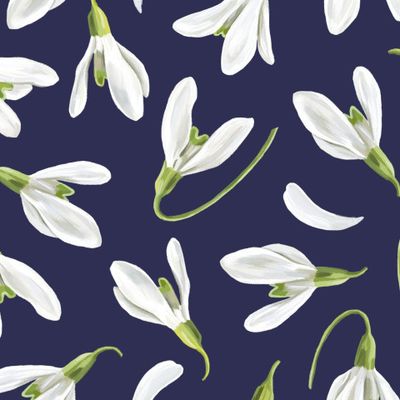 Подснежники на темно-синем фоне