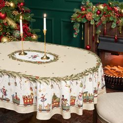 СКАТЕРТЬ ОВАЛЬНАЯ "ЩЕЛКУНЧИК" ,140Х180СМ ,БЕЖЕВЫЙ, 100% ХЛОПОК ,ТВИЛ