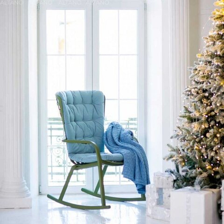 Кресло-качалка пластиковое с подушкой Nardi Folio, агава, голубой