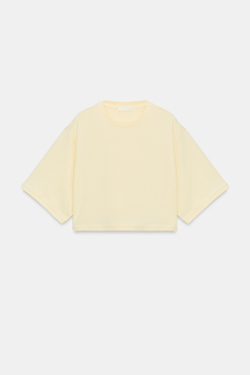 ZARA УКОРОЧЕННАЯ ФУТБОЛКА ОВЕРСАЙЗ, ЖЕЛТЫЙ