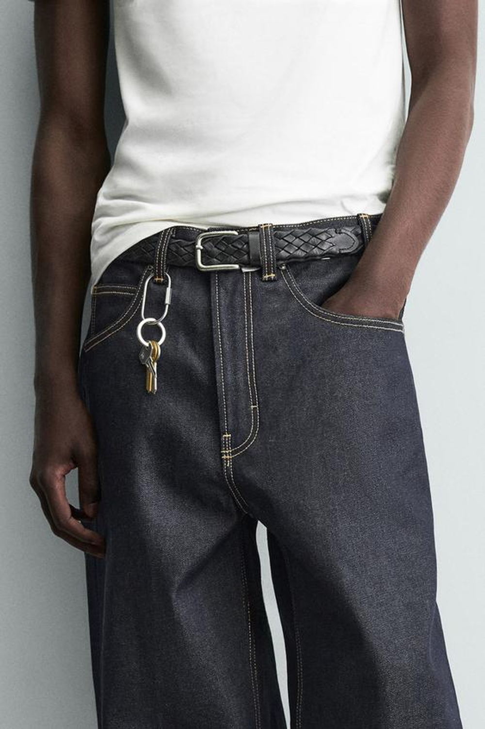 ZARA ДЖИНСЫ BAGGY FIT С ДЕКОРАТИВНОЙ СТРОЧКОЙ, ИНДИГО