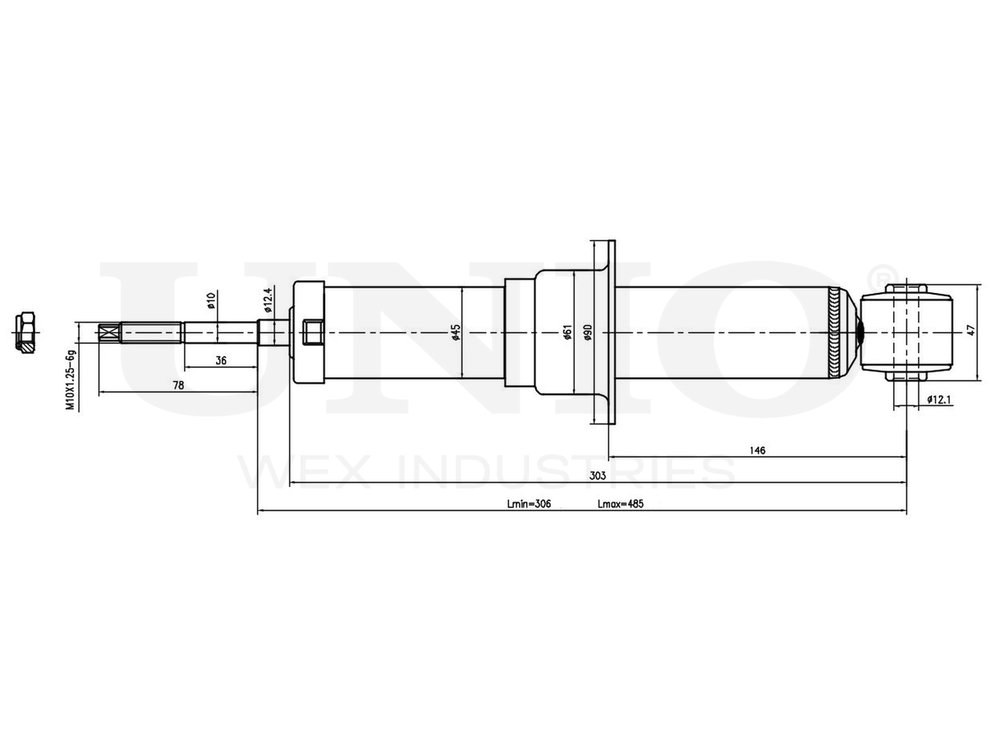 Амортизатор газовый задней подвески UNIO SAB-10573