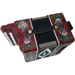 ГАРМОНЬ "ЧАЙКА" (S48/1ХL, 21х12), ЦВЕТ КРАСНЫЙ, РОСПИСЬ "ПАЛЕХ"