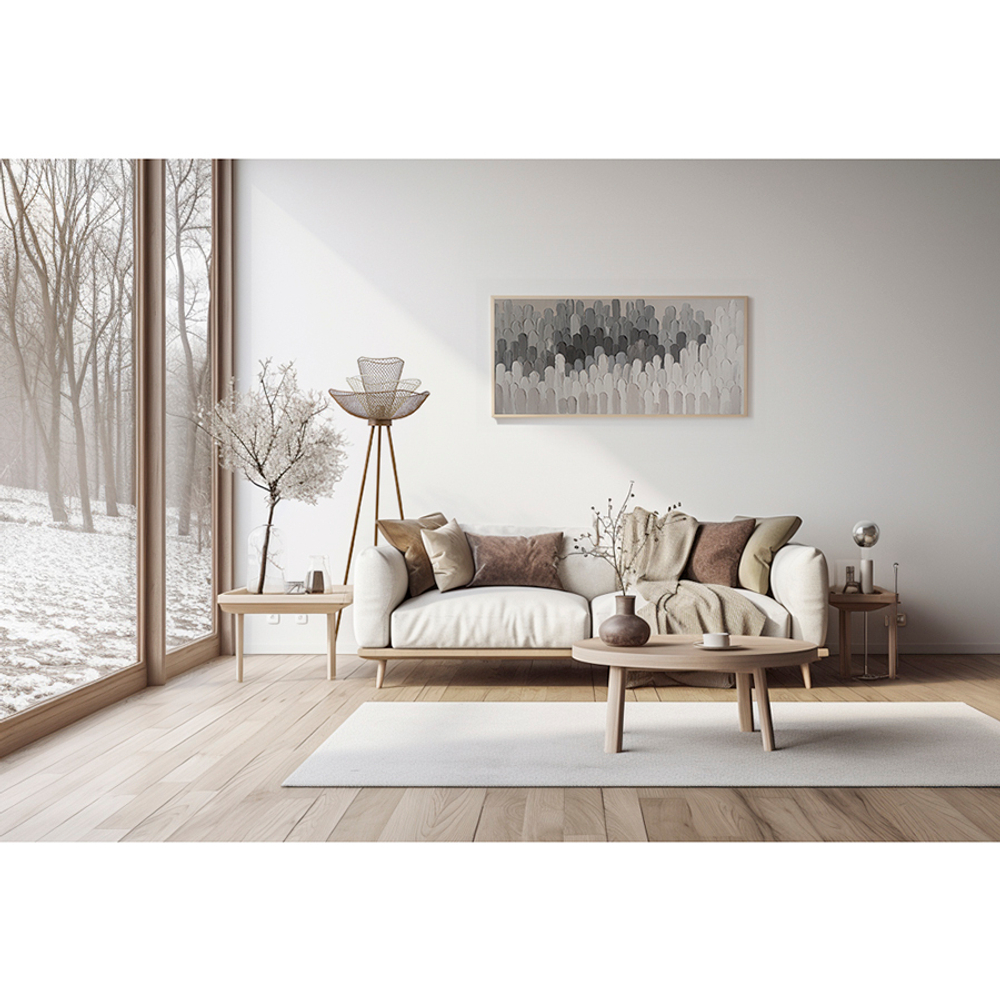 Панно декоративное с ручной росписью by feel, 140х70 см, черно-белое