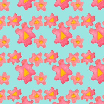 Розовые уютные цветы на мятном фоне