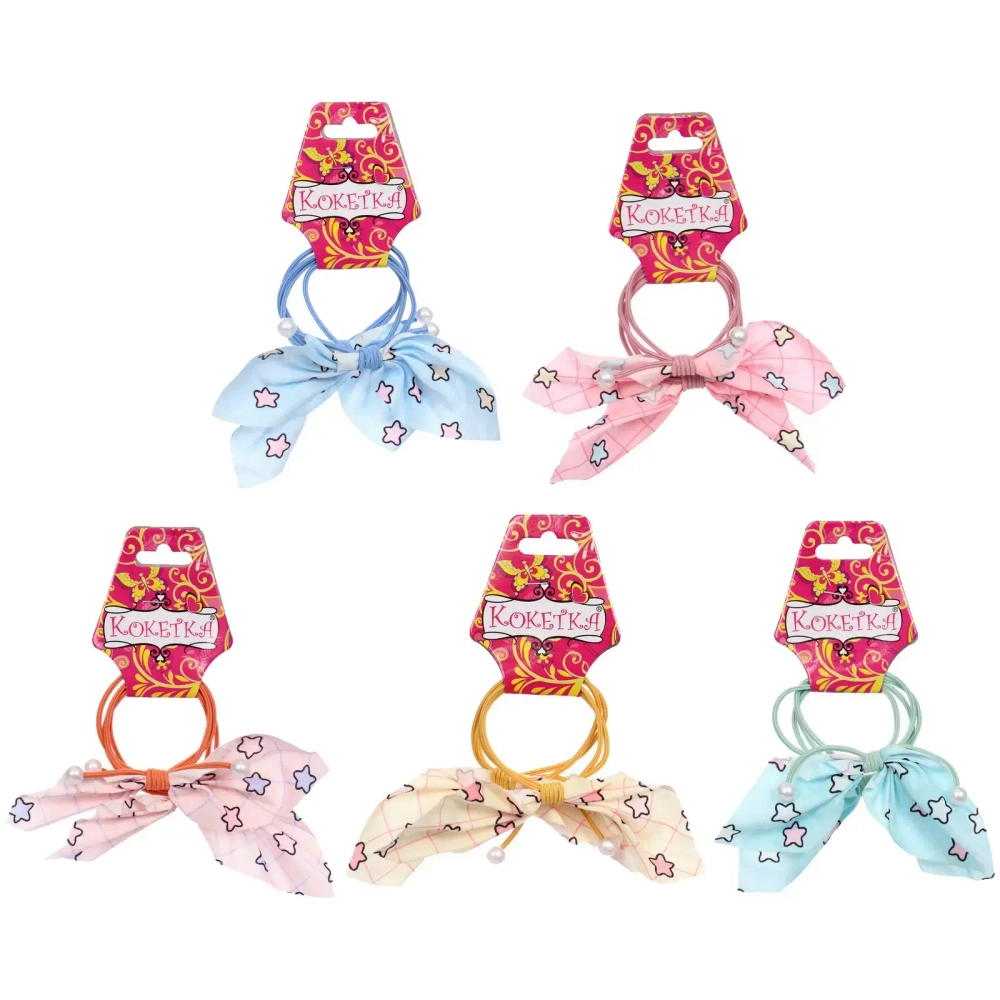 Резинки для волос детские 2шт «МЯТНЫЙ БУМ», звездочки, микс 5 цветов, d-5.5см (Кокетка)