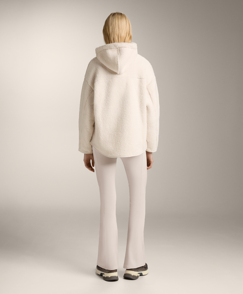 Oysho Куртка из искусственной овчины с капюшоном, экрю