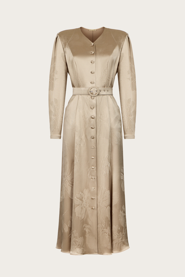 ПЛАТЬЕ ИЗ ТРИАЦЕТАТА С ФАКТУРНЫМ ОРНАМЕНТОМ