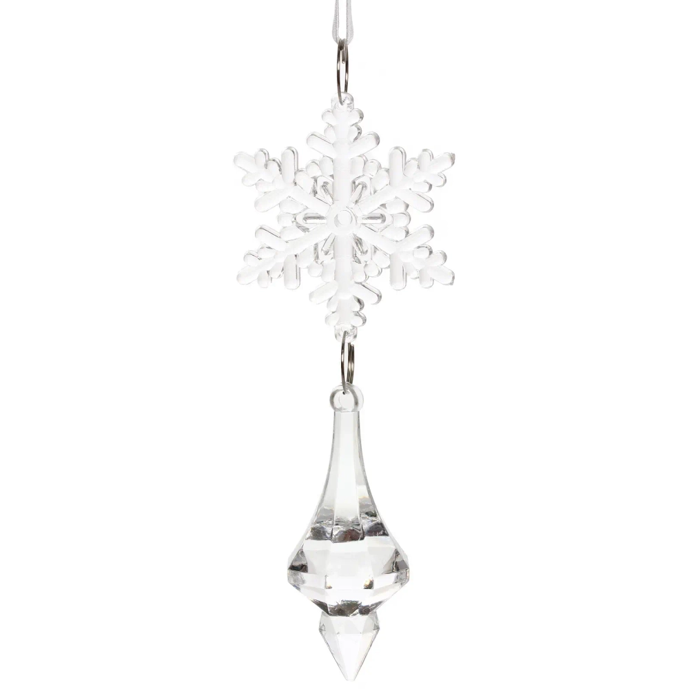 Подвеска «Хрустальная снежинка» 13 см, Прозрачный