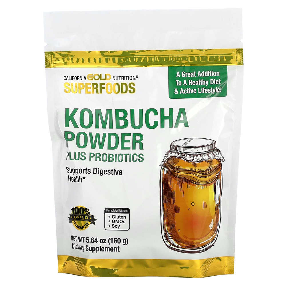 California Gold Nutrition, Superfoods, комбуча в порошке с ферментированным яблочным уксусом, растворимой клетчаткой тапиоки и пробиотиками, 160 г (5,64 унции)