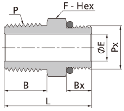 Ниппель шестигранный наружная резьба NPT/наружная прямая резьба SAE/MS