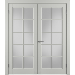 Межкомнатная дверь VFD (ВФД) Glanta (Гланта) Cotton (эмаль светло-серая) стекло White Cloud (матовое)