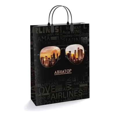 Подарочные пакеты 30+10из мягкого пластика (Интерпак) х10 (Авиатор) Россия