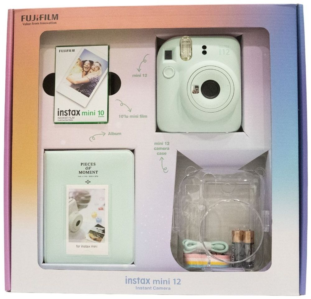 Фотокамера моментальной печати Fujifilm Подарочный набор INSTAX MINI 12 зеленый Фотокамера моментальной печати Fujifilm Подарочный набор INSTAX MINI 12 зеленый