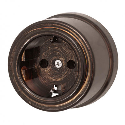 Розетка с З.К., пластик, цвет Бронза B1-101-25