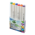 Маркер для скетчинга, двусторонние, Basir, серия "Неоновые тона", трёхгранные, 14 мм, спиртовые, 6 шт