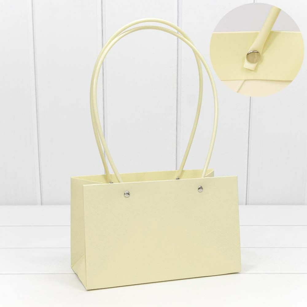 Пакет подарочный 22х13.5х11см Ваза для цветов "Береста" (Бежевый)