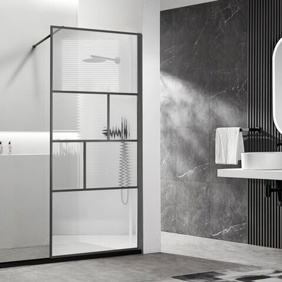 Душевая перегородка Walk-In VSW-1HC800CFGM, 800*2000, вороненая сталь, стекло прозрачное/рифленое, , шт