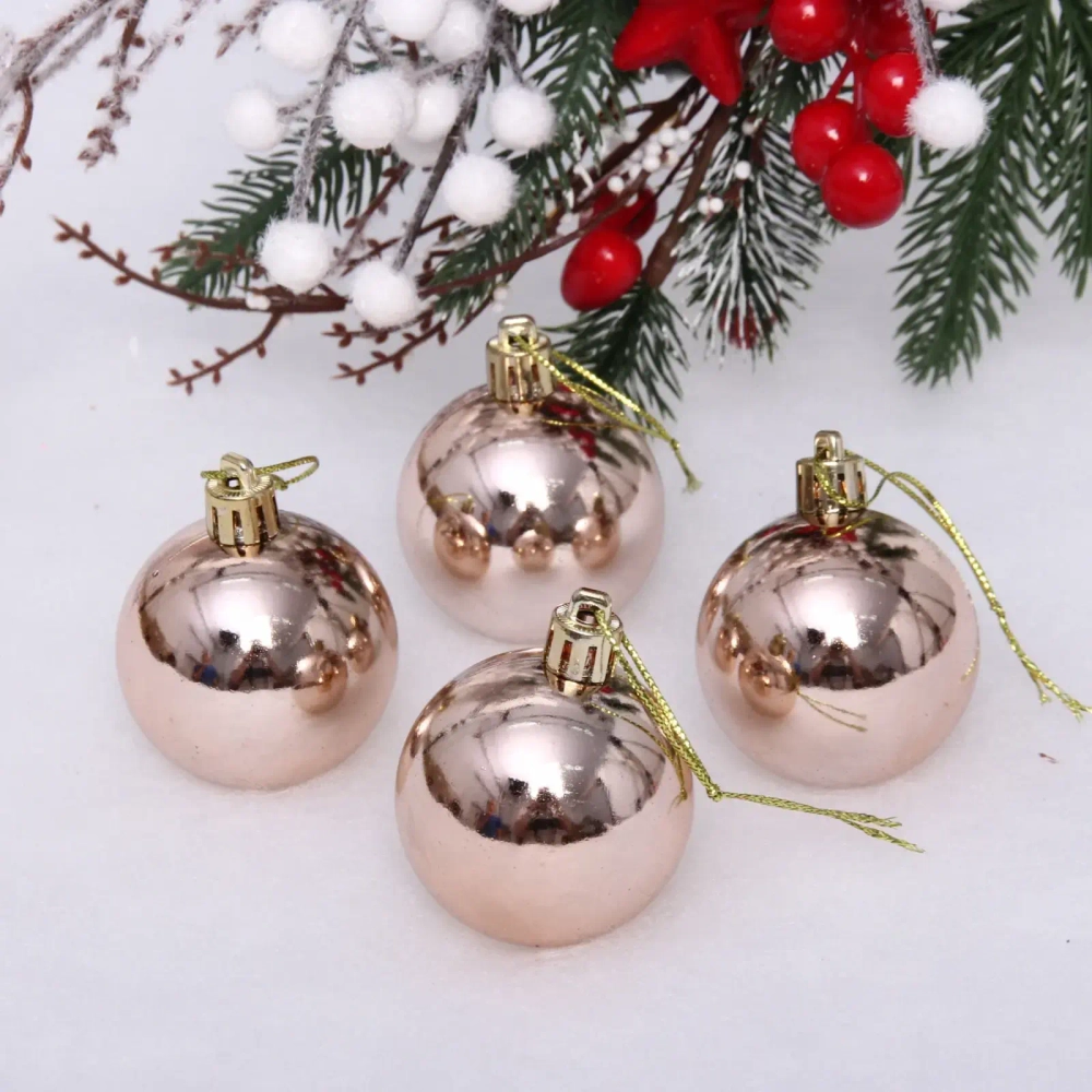 Новогодние шары 5 см (набор 4 шт) «Глянец», шампань