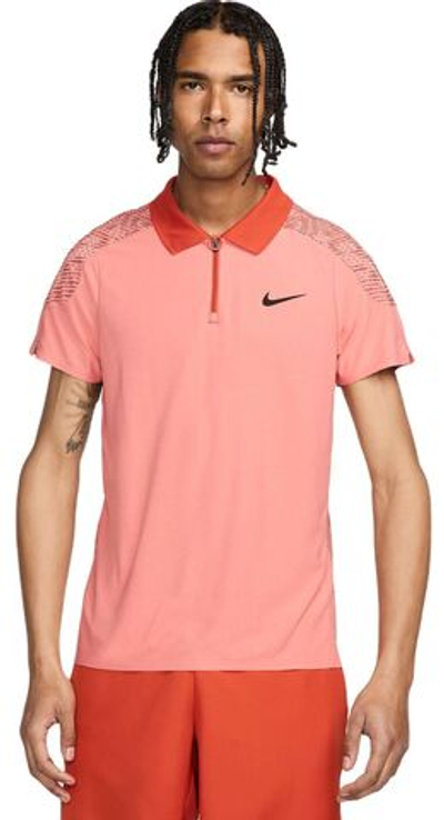 Мужское теннисное поло Nike Dri-Fit Adventage Slam RG Tennis Polo - pink quartz/rust factor/black