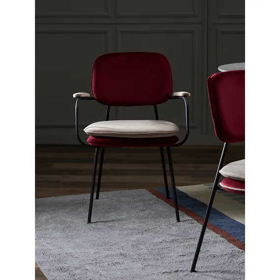 Стул с подлокотниками Pea, велюр, бордовый/бежевый