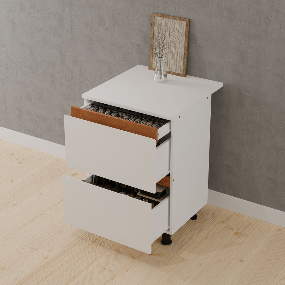 Кухонный модуль напольный 3 ящика 60х60х85, белый/дуб