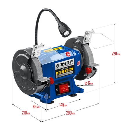 Профессиональный заточной станок ЗУБР d125 мм, 200 Вт, ПСТ-125