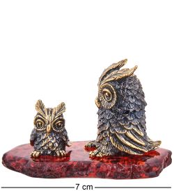 Народные промыслы AM-3711 Фигурка «Совушки Гермес и Сычик» (латунь, янтарь)