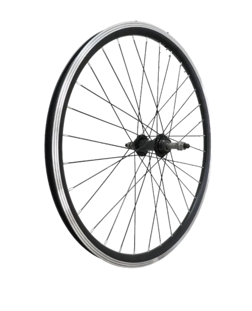 Колесо 24" заднее, алюминиевый двойной обод, черное, 32Н, V-br, под трещотку 6-8ск.