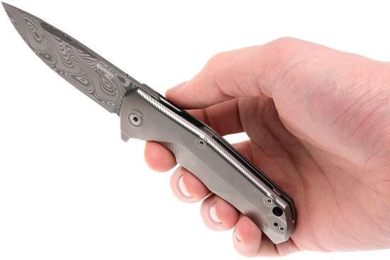 Складной нож Lion Steel "T.R.E." L/TRE-DT BR c клинком из стали Damasteel, рукоять титан
