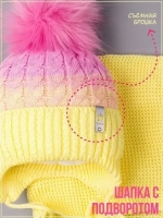 Шапка и снуд для девочки зимняя вязаная с помпоном