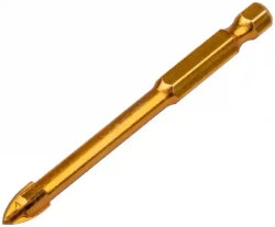 Сверло по кафелю, 4 режущие кромки, титановое покрытие, U-хвостовик