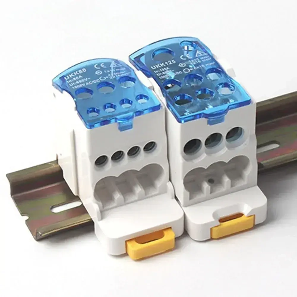 OZ-TWTU-80A 500A силовая распределительная коробка распределительный клеммный блок разъем DIN-рейка синий