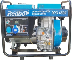 Генератор дизельный Redbo DPG-6500 (7 кВт, бак 15 л, ручной/электростартер, AVR, 2 розетки ) электрогенератор / резервный источник питания
