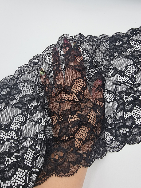 Кружево эластичное черное КС167 (20 см)