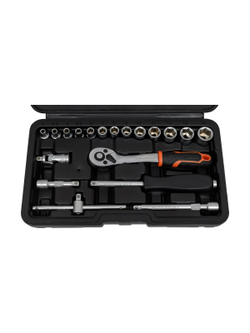 Набор 6-ти гранных головок с трещеткой 1/4 19 пр. Gigant, Min размер головки-4мм, Max размер головки-14мм, GAS19