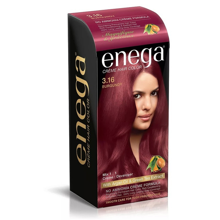 Крем-краска Prem Henna Enega Burgundy 3.16 цвет Бургунд для волос на основе хны с маслом арганы и экстрактом зеленого чая, 20 гр + 30 мл + 6 мл